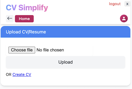 click on 'create CV' to create manually